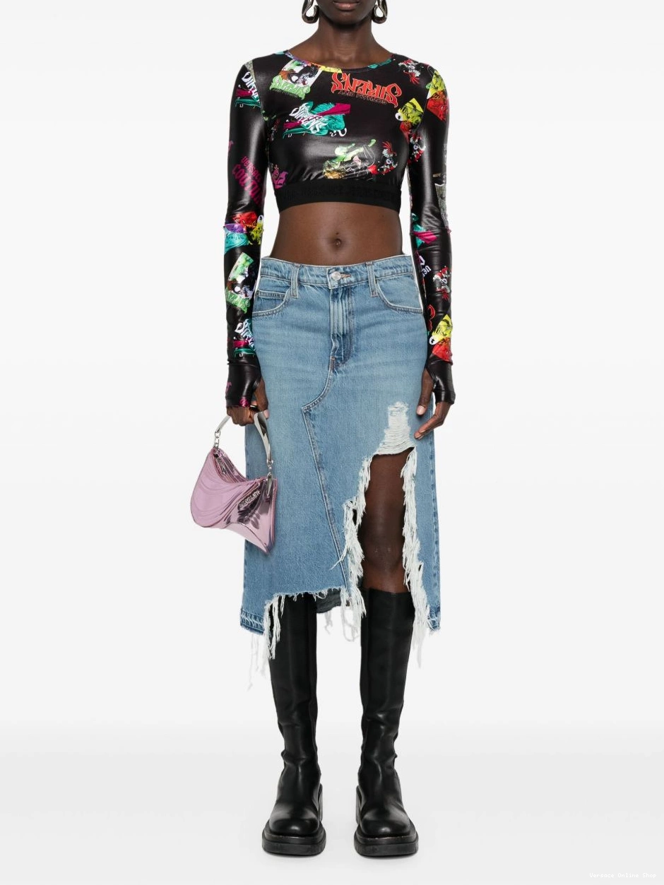 Cheap Versace T-shirt cropped graphic-print Jeans Couture Women 0815